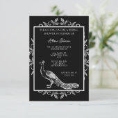 Black Peacock Blühtest Bridal Dusche Einladung (Stehend Vorderseite)