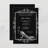Black Peacock Blühtest Bridal Dusche Einladung (Vorne/Hinten)
