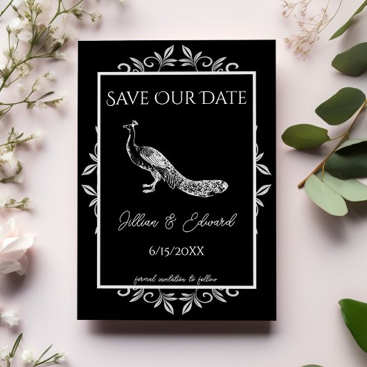Black Peacock Save the Date Geblüht Ankündigung