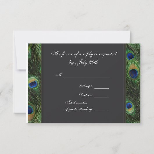 Black Peacock Wedding RSVP (Rückseite)