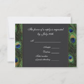 Black Peacock Wedding RSVP Karte (Rückseite)
