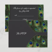 Black Peacock Wedding RSVP Karte (Vorne/Hinten)