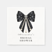 Black Pearl Bow Brautparty Serviette (Vorderseite)