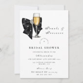 Black Pearl Bow Bridal Shower Einladung (Vorderseite)