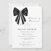 Black Pearl Bow Bridal Shower Einladung (Vorderseite)