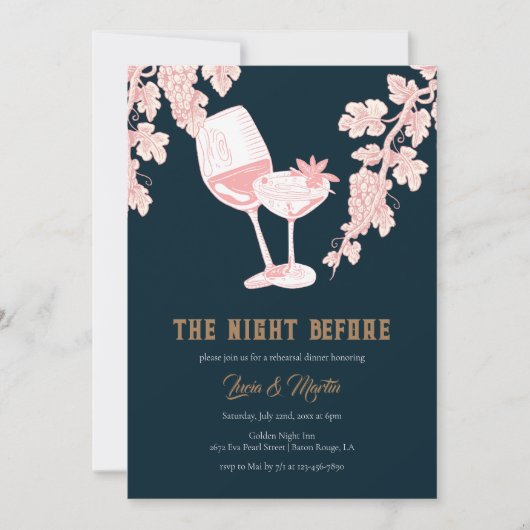 Black Pearl Color Champagne Probe Dinner Einladung (Vorderseite)