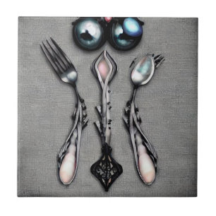 Black Pearls Surreal Silverware Fliese