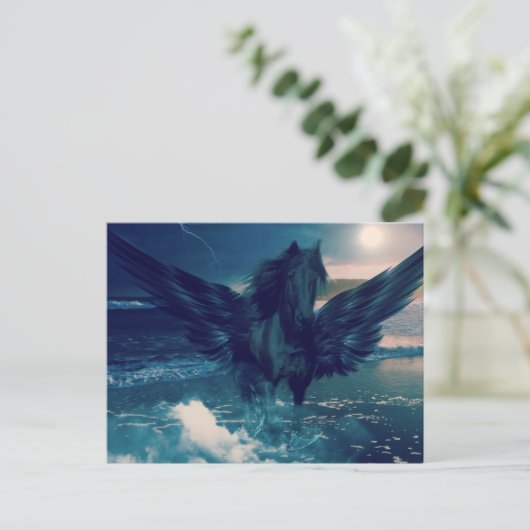 Black Pegasus Postkarte (Stehend Vorderseite)