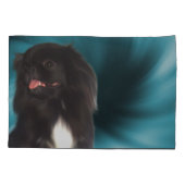 Black Pekingese Blue Wirbel Dog Art  Kissenbezug (Rückseite)