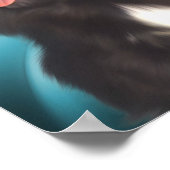 Black Pekingese Blue Wirbel Dog Art Poster (Ecke)