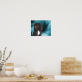 Black Pekingese Blue Wirbel Dog Art Poster (Küche)