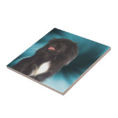Black Pekingese Hund Art Fliese (Seite)