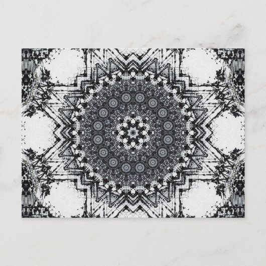 Black Pen Sketch Abstrakt Mandala Postkarte (Vorderseite)