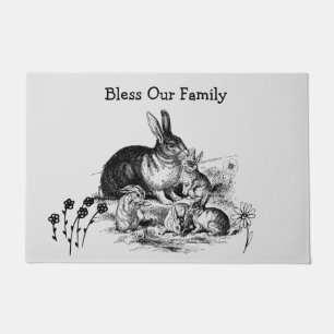 Black Pencil Art Bunny Family Fußmatte