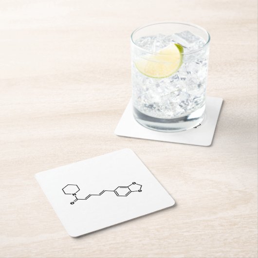 Black Pepper Piperine Molekulare Chemische Formel Rechteckiger Pappuntersetzer (Vor Ort)