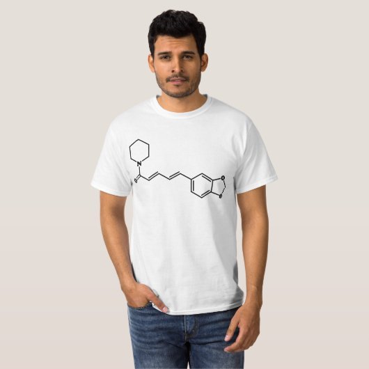Black Pepper Piperine Molekulare Chemische Formel T-Shirt (Vorne ganz)