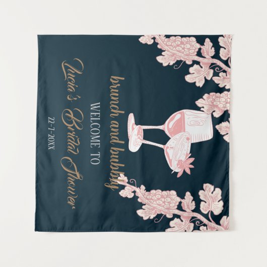 Black Peral Champagne Retro Brautparty Willkommen Wandteppich (Vorderseite (Horizontal))