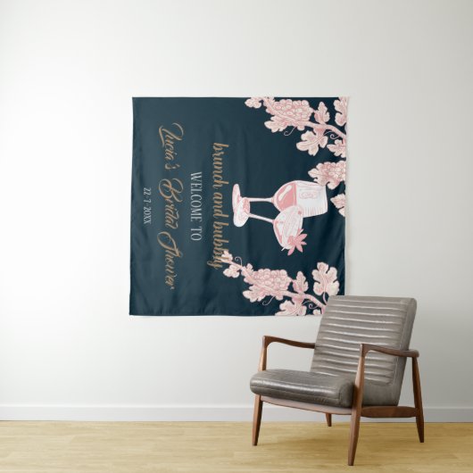 Black Peral Champagne Retro Brautparty Willkommen Wandteppich (Beispiel (Horizontal))