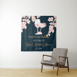 Black Peral Champagne Retro Brautparty Willkommen Wandteppich