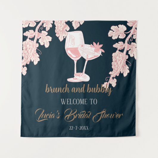 Black Peral Champagne Retro Brautparty Willkommen Wandteppich (Vorderseite)