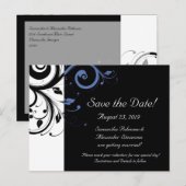 Black Periwinkle Cornflower Blue Floral Wedding Ankündigungspostkarte (Vorne/Hinten)