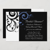 Black Periwinkle Cornflower Blue Floral Wedding Einladung (Vorne/Hinten)