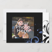 Black Periwinkle Cornflower Blue Floral Wedding Save The Date (Rückseite)