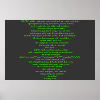 Black Perl Gedicht (Larry Wall) Poster