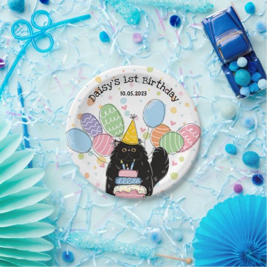 Black Persian Cat Birthday Party Paper Teller (Party)