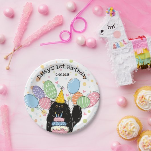 Black Persian Cat Birthday Party Paper Teller (Party)