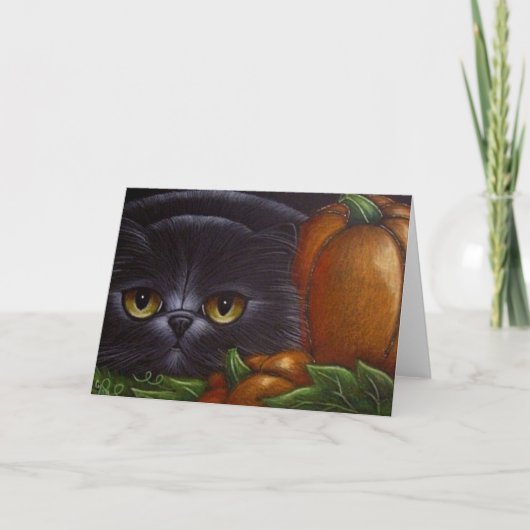 BLACK PERSIAN CAT HALLOWEWEEN PUMPKINS-Karte Karte (Vorderseite)