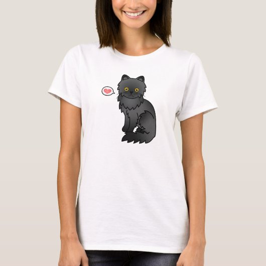 Black Persian Cat Liebe T-Shirt (Vorderseite)