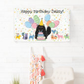 Black Persian Cat Longhday Party Banner (Insitu)