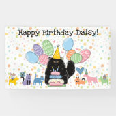Black Persian Cat Longhday Party Banner (Horizontal)