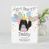 Black Persian Cat Longhday Party Einladung (Stehend Vorderseite)