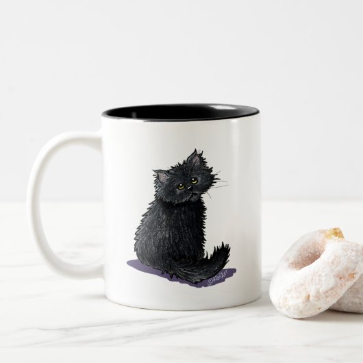 Black Persian Cat Two-Tone Coffee Tasse (Mit Donut)