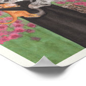 Black Persian Cat Watercolor Aqua Vase Poster (Ecke)