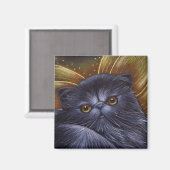 Black Persian Fairy Cat Magnet (Vorderseite/Rückseite)