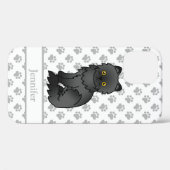 Black Persian Niedlich Cartoon Cat & Name Case-Mate iPhone Hülle (Rückseite (Horizontal))
