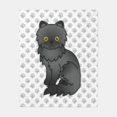Black Persian Niedlich Cartoon Cat & Paws Fleecedecke (Vorderseite)