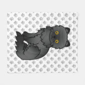 Black Persian Niedlich Cartoon Cat & Paws Fleecedecke (Vorderseite (Horizontal))