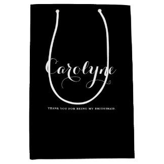 Black Personalisiert Bridesmaid Brautparty Mittlere Geschenktüte