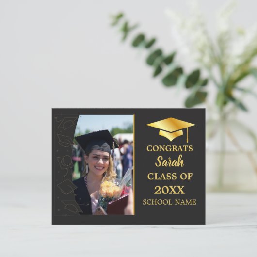 Black Personalisiert gratulation Class of 2023 Postkarte (Stehend Vorderseite)