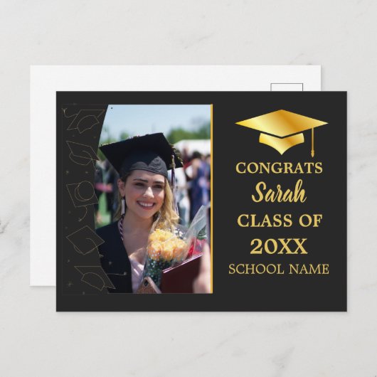 Black Personalisiert gratulation Class of 2023 Postkarte (Vorne/Hinten)