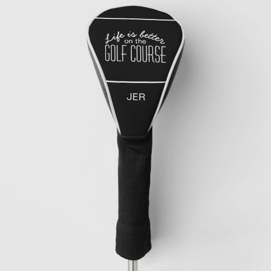 Black Personalisiert Initials Mit Monogramm Golf Q Headcover (Vorderseite)
