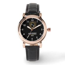 Black  Personalized Custom Monogram Luxury Gift  Armbanduhr