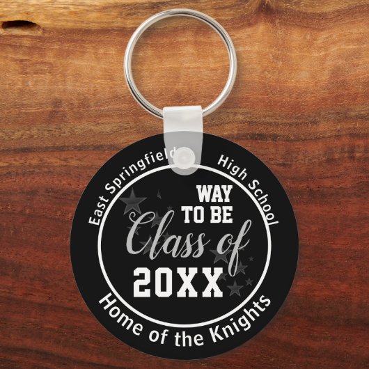 Black Personalized High School Class of 2023 Schlüsselanhänger (Rückseite)