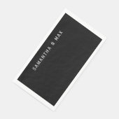 Black Personalized Modern Wedding Serviette (Ecke)
