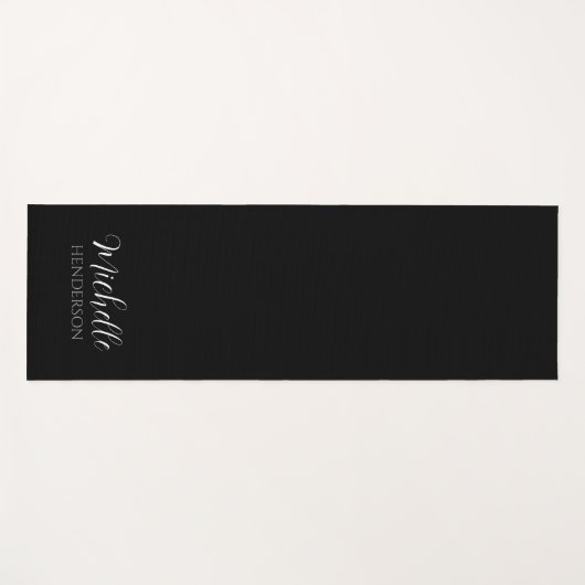 Black Personalized Monogram Custom Name Yogamatte (Vorderseite (Horizontal))