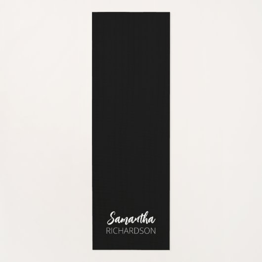 Black Personalized Monogram Name Yogamatte (Vorderseite)